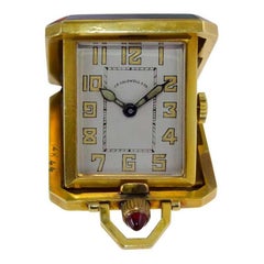 J.E. Caldwell by Mimo Deco Asian Themed Enameled Pocket Desk Clock circa 1930's