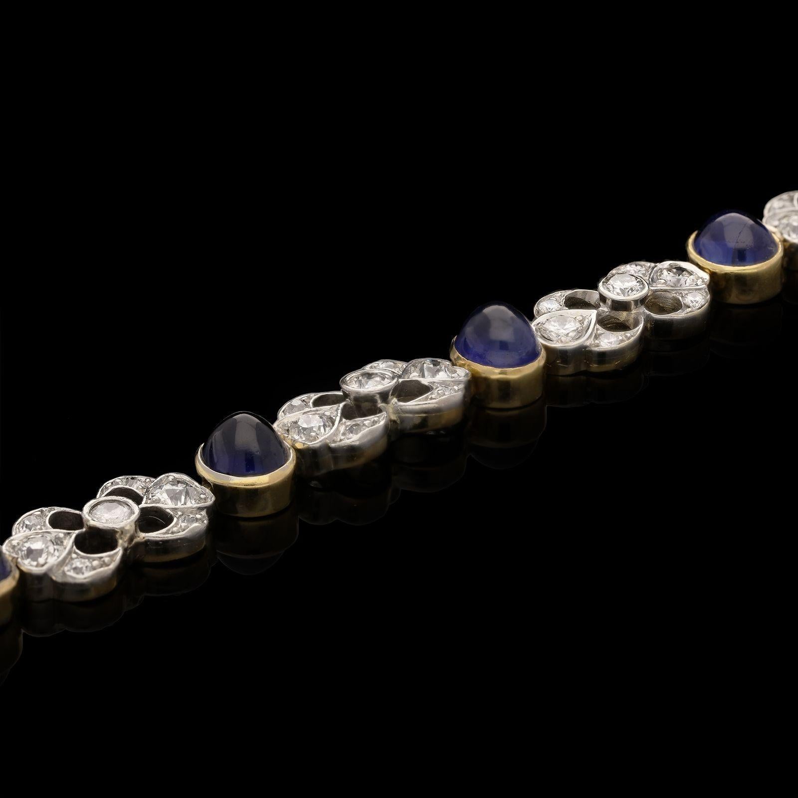 J.E. Caldwell Cabochon Sapphire and Diamond Bracelet circa 1920 In Excellent Condition For Sale In London, GB