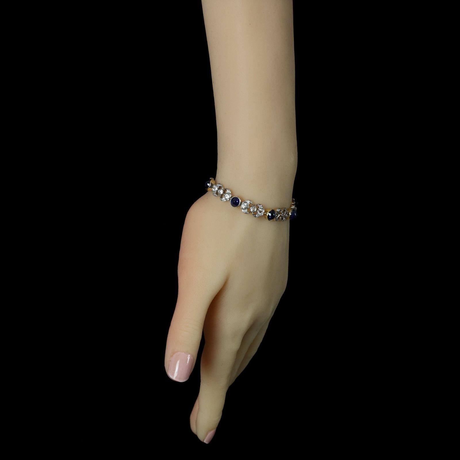 J.E. Caldwell Cabochon Sapphire and Diamond Bracelet circa 1920 For Sale 1