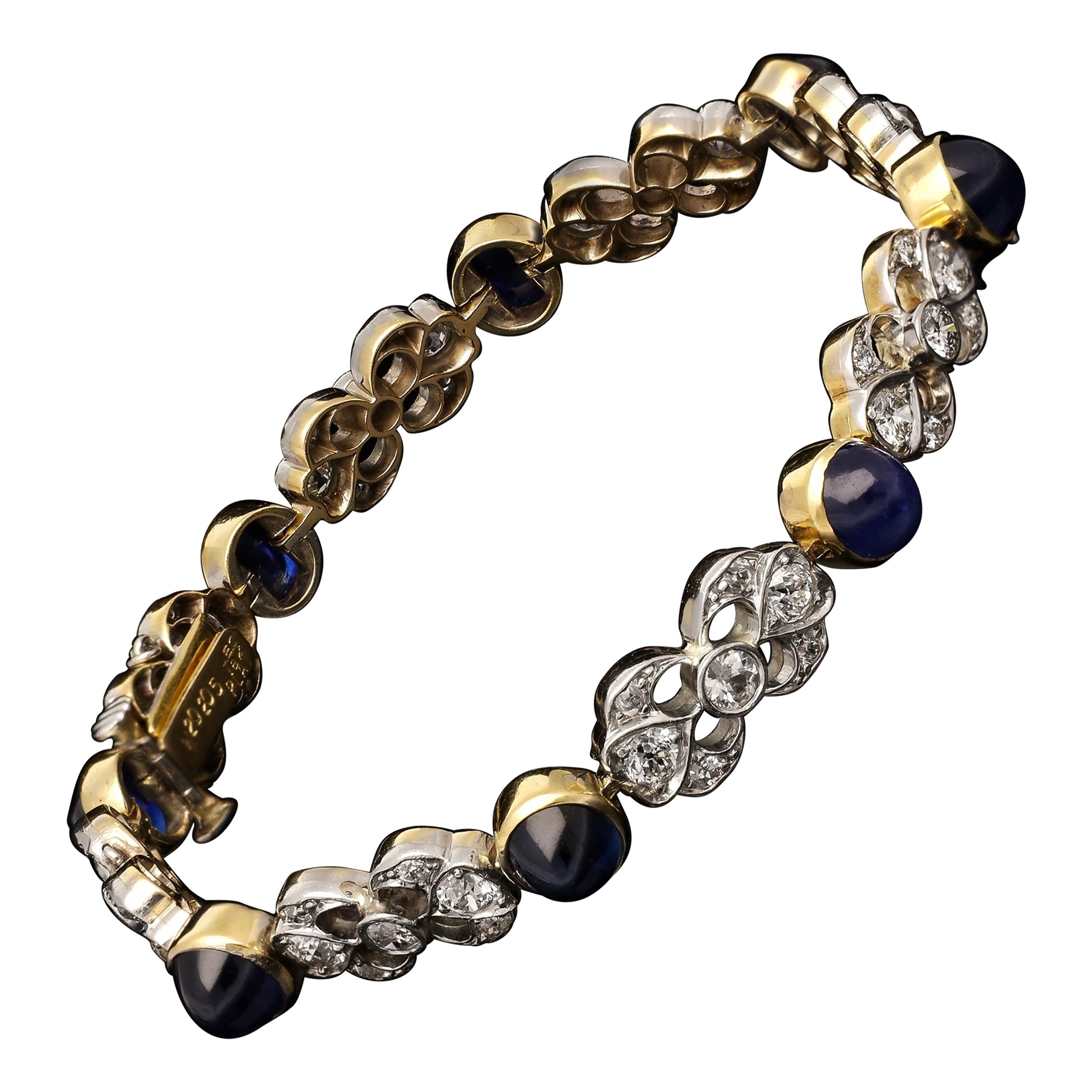 J.E. Caldwell Bracelet en saphirs cabochons et diamants, c. 1920