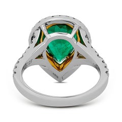 J.E. Caldwell & Co. 18K TT Gold Columbian Emerald and Double Diamond Halo Ring