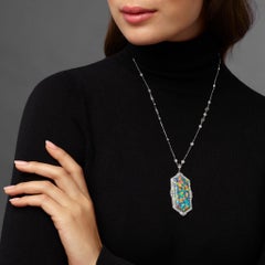 J.E Caldwell & Co. Art Deco Black Opal Necklace