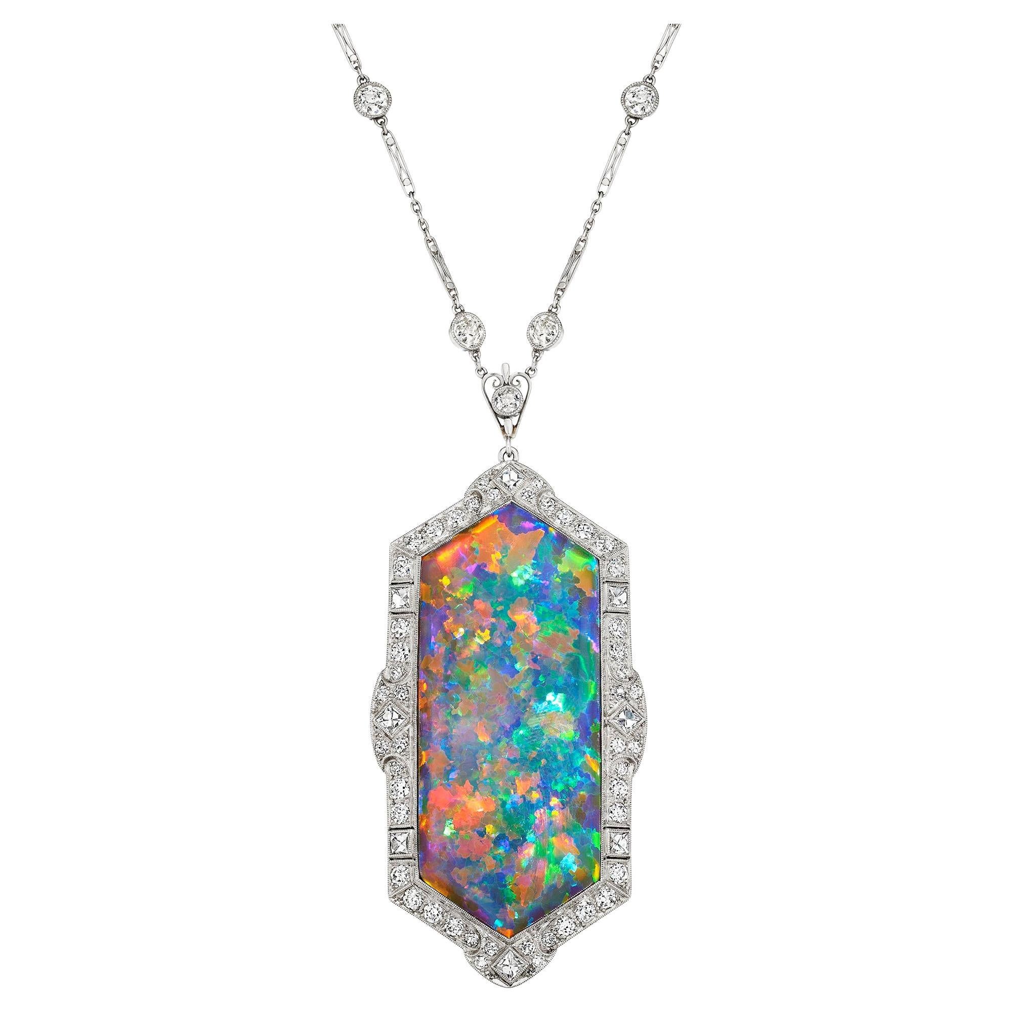 J.E Caldwell 
Co. Art Deco Black Opal Necklace For Sale