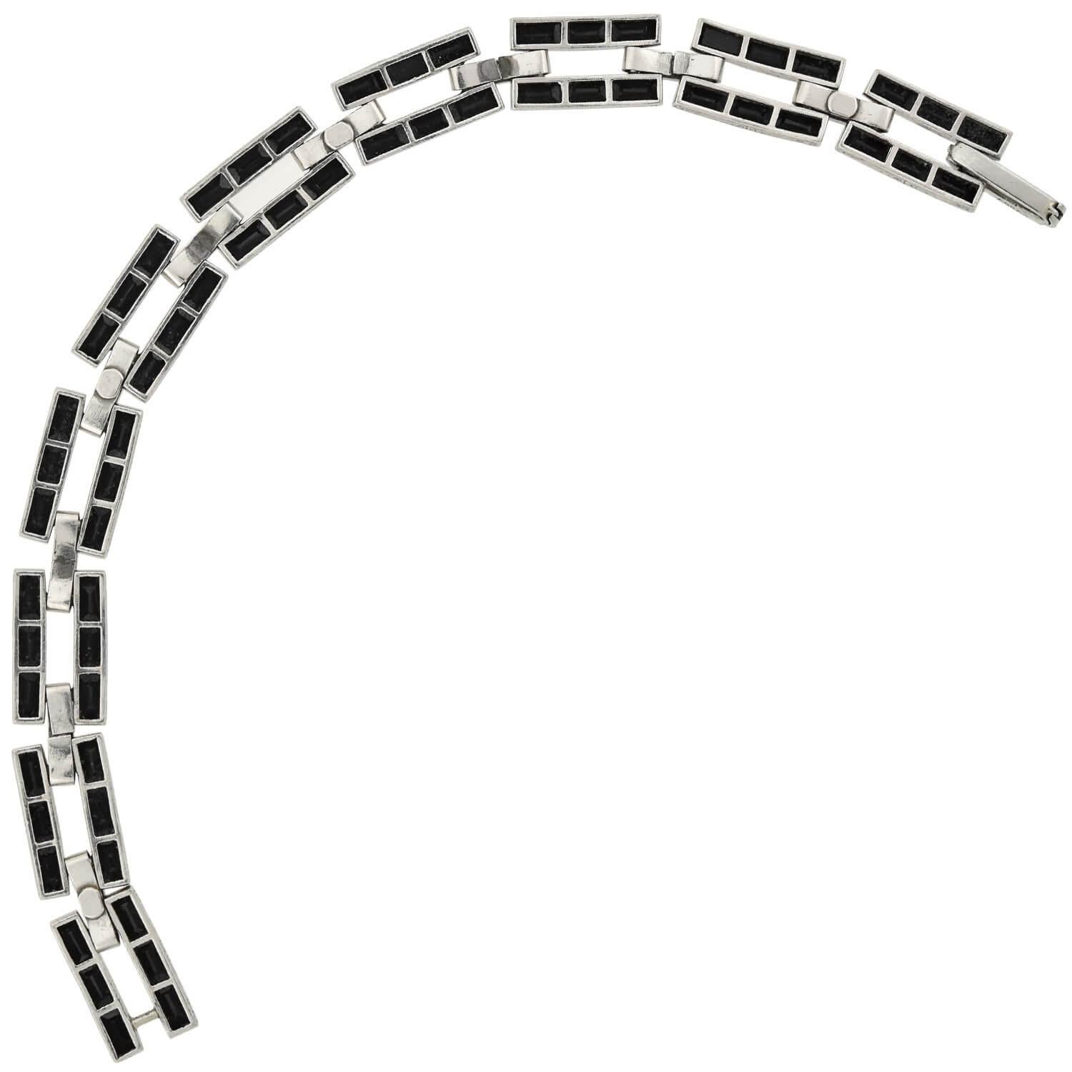 J.E. Caldwell & Co. Art Deco Calibrated Onyx and Diamond Link Bracelet 1