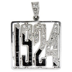 J.E. Caldwell & Co. Art Deco Diamond Onyx Platinum 1924 Charm