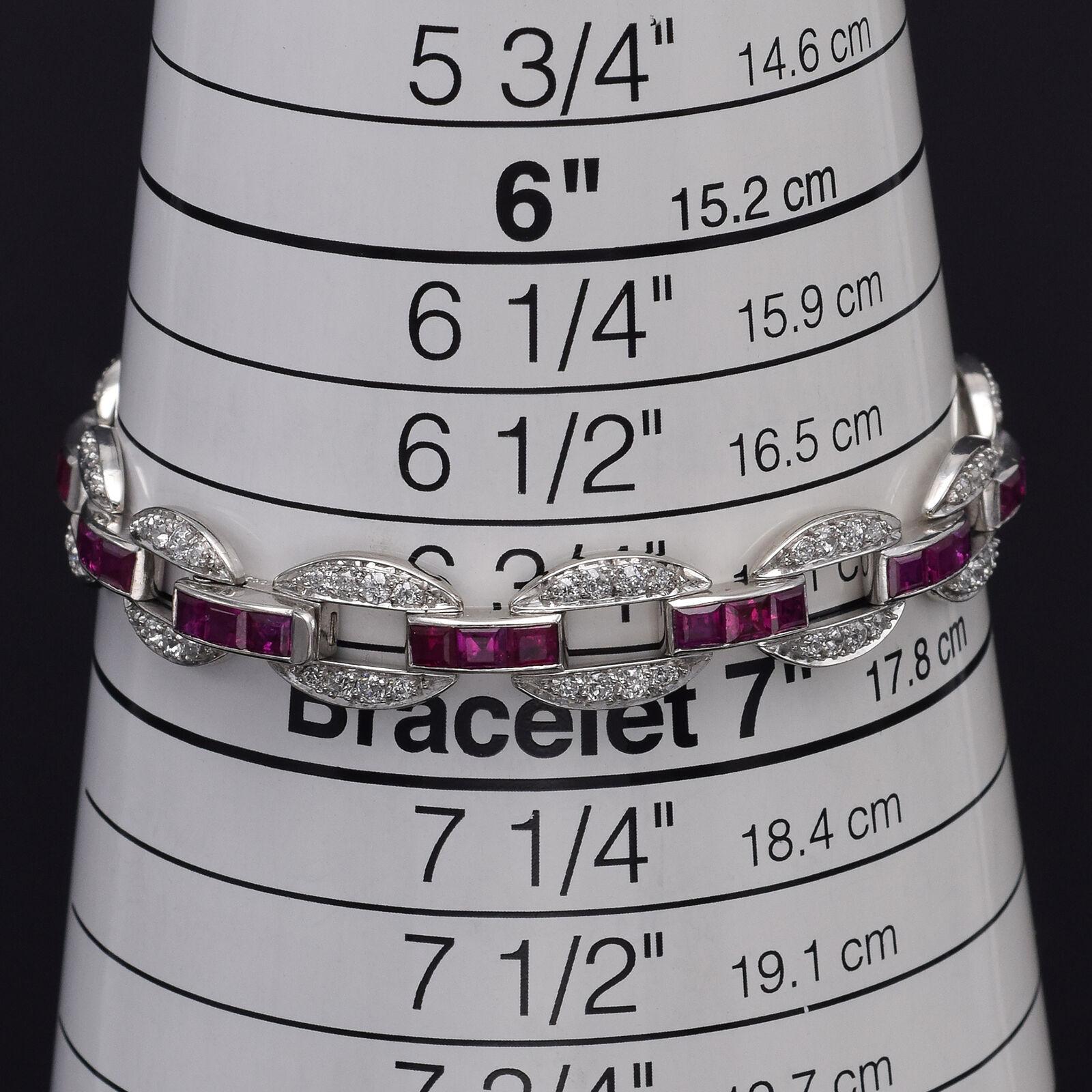 J.E. Caldwell & Co. Bracelet tennis en platine avec rubis et diamants taille européenne ancienne de 1,92 carat en vente 1