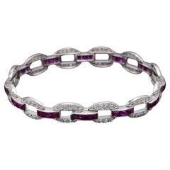 J.E. Caldwell & Co Ruby & 1.92TCW Old Euro Cut Diamond Platinum Tennis Bracelet