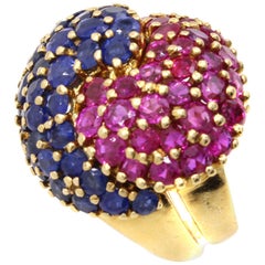 J.E. Anillo rompecabezas retro de zafiro y rubí Caldwell & Co