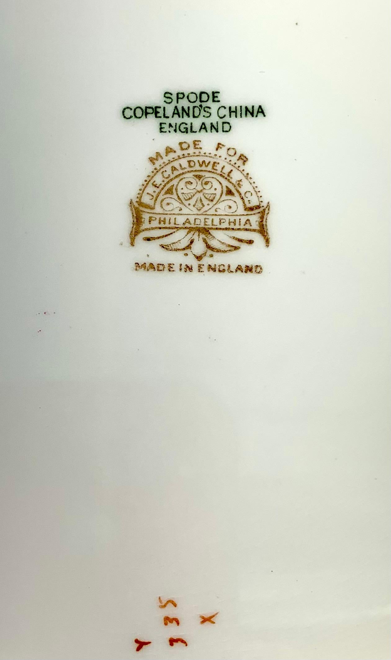 J.E. Caldwell & Co. Copeland Spode Pintado a Mano, Firmado Juego De 10 Platos De Cena en Bueno estado para la venta en New York, NY