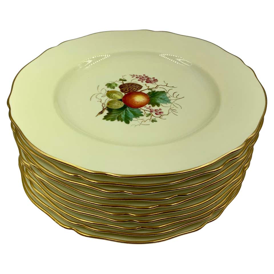 Antique English Hand Painted Service Plates Set of Eight For Sale at ...