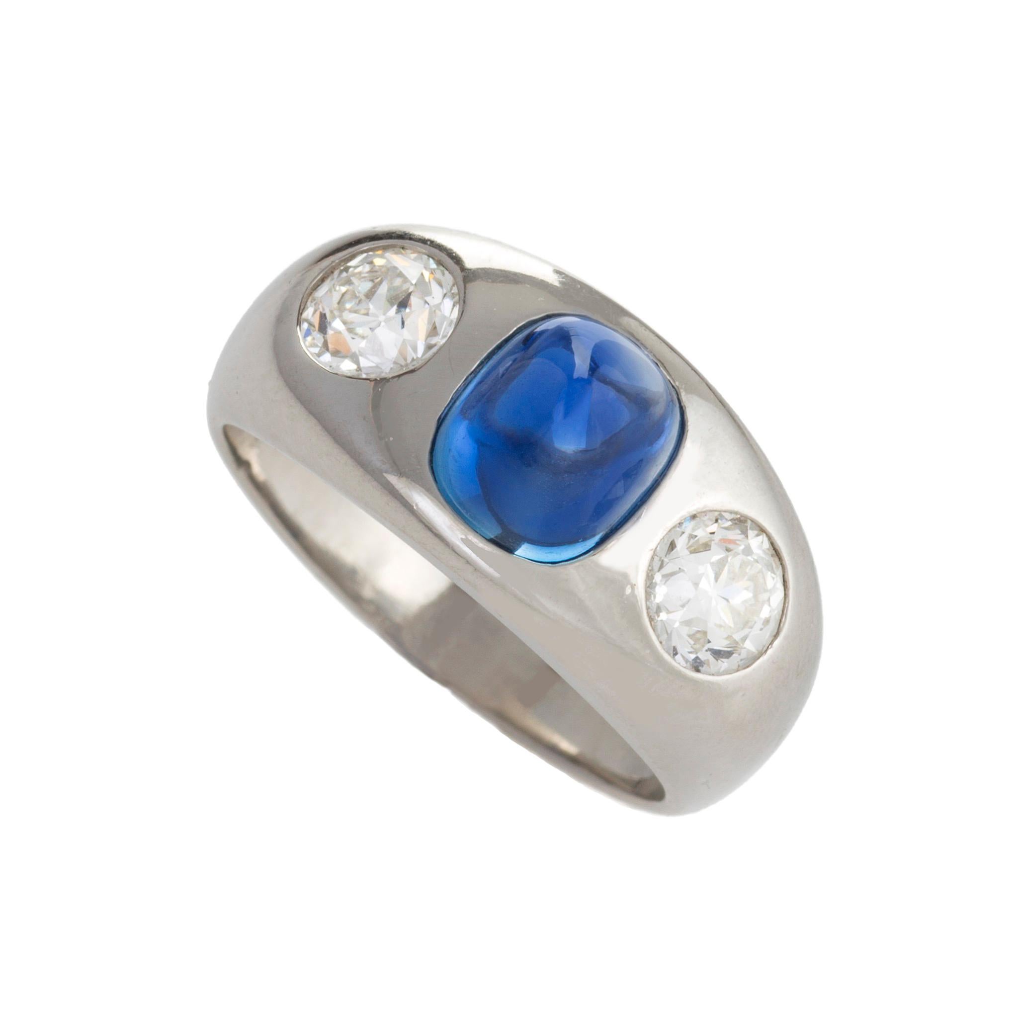 Art Deco J.E. Caldwell & Co. Sugarloaf Sapphire and Diamond Ring