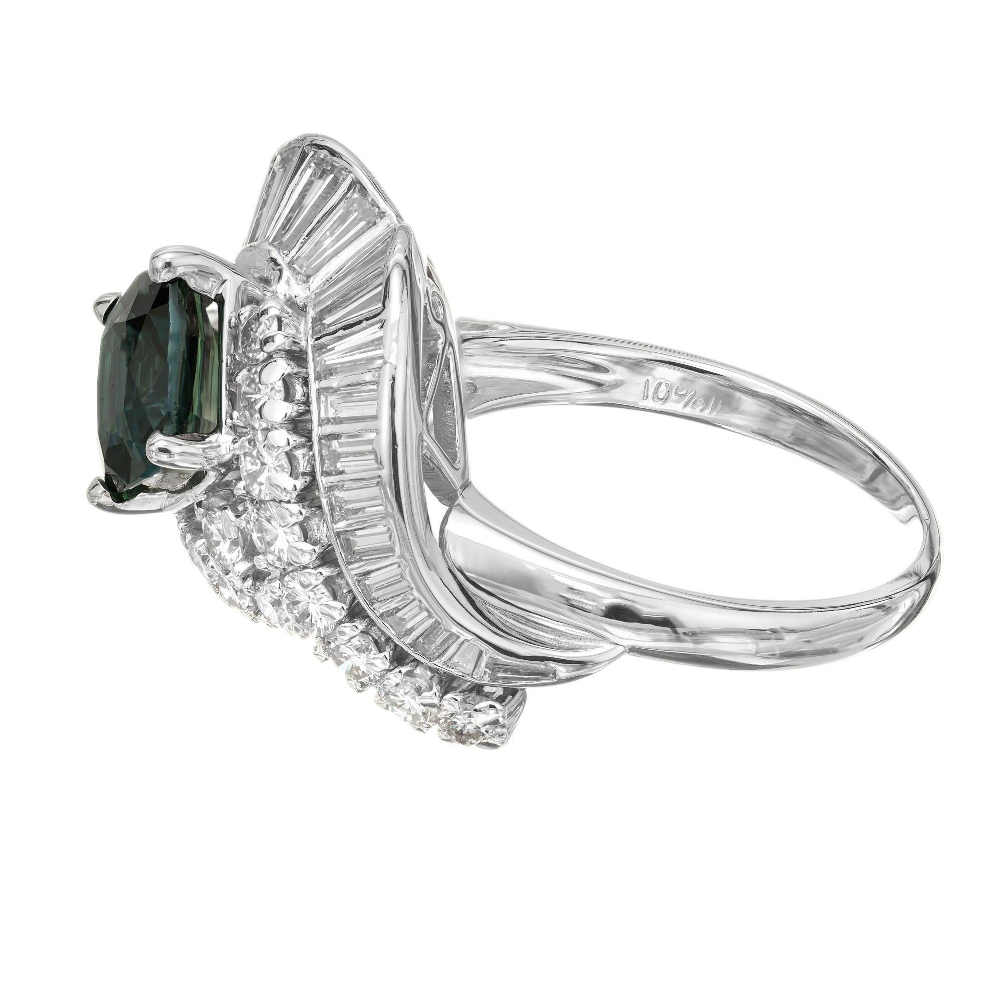 Women's J.E. Caldwell GIA 1.63 Carat Sapphire Diamond Platinum Cluster Cocktail Ring For Sale