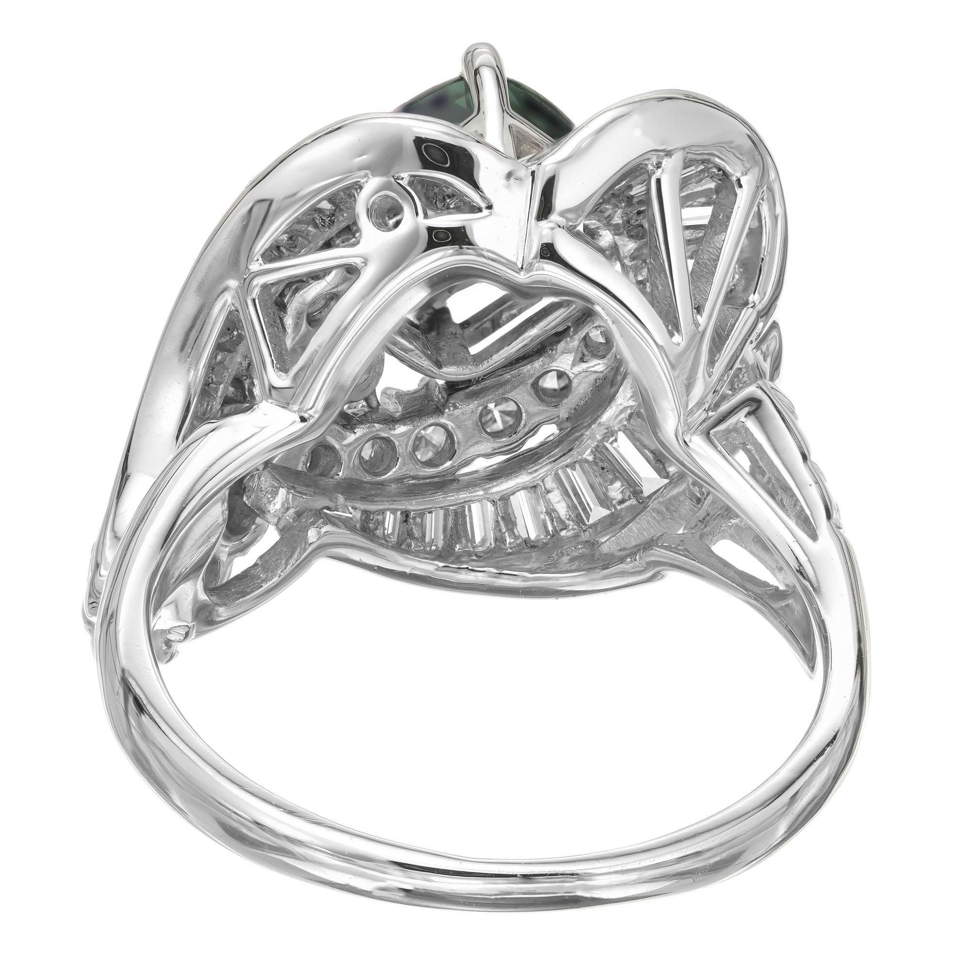 J.E. Caldwell GIA 1.63 Carat Sapphire Diamond Platinum Cluster Cocktail Ring For Sale 1
