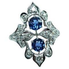 JE Caldwell JEC Édouardien saphir naturel 14 diamants européens anciens