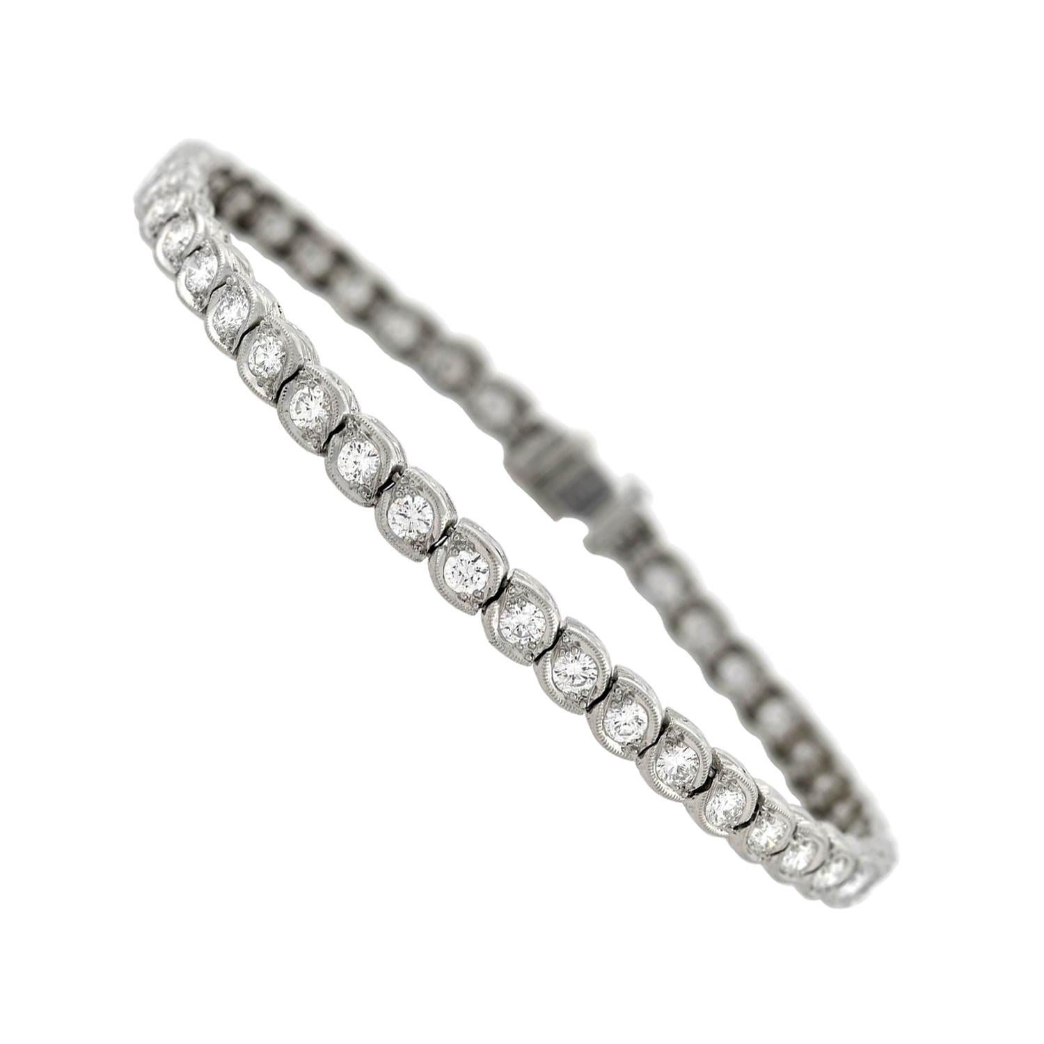 J.E. Caldwell Late Art Deco 4.00 Total Carat Diamond Line Bracelet