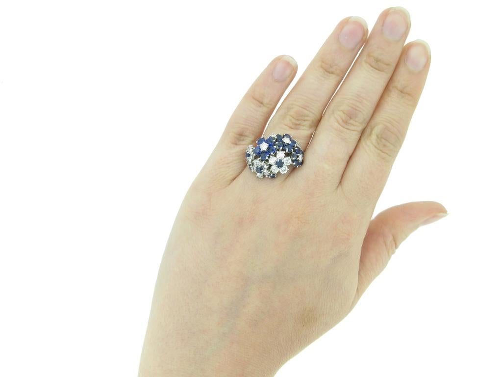 Retro J.E. Caldwell Sapphire and Diamond Flower Ring, American, circa 1950
