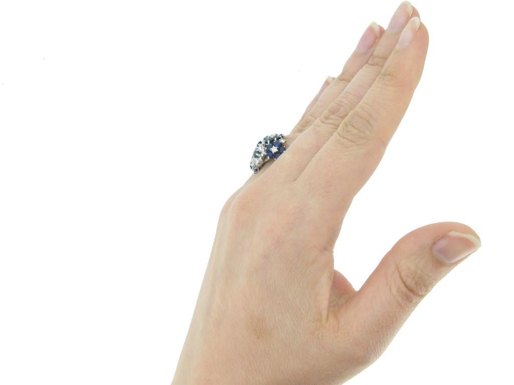 Old European Cut J.E. Caldwell Sapphire and Diamond Flower Ring, American, circa 1950