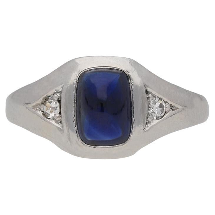 J.E. Caldwell sapphire and diamond three stone ring, American, circa 1910.