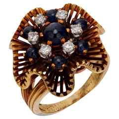 JE Caldwell anillo de cóctel de oro amarillo de 18 quilates con zafiro y diamante