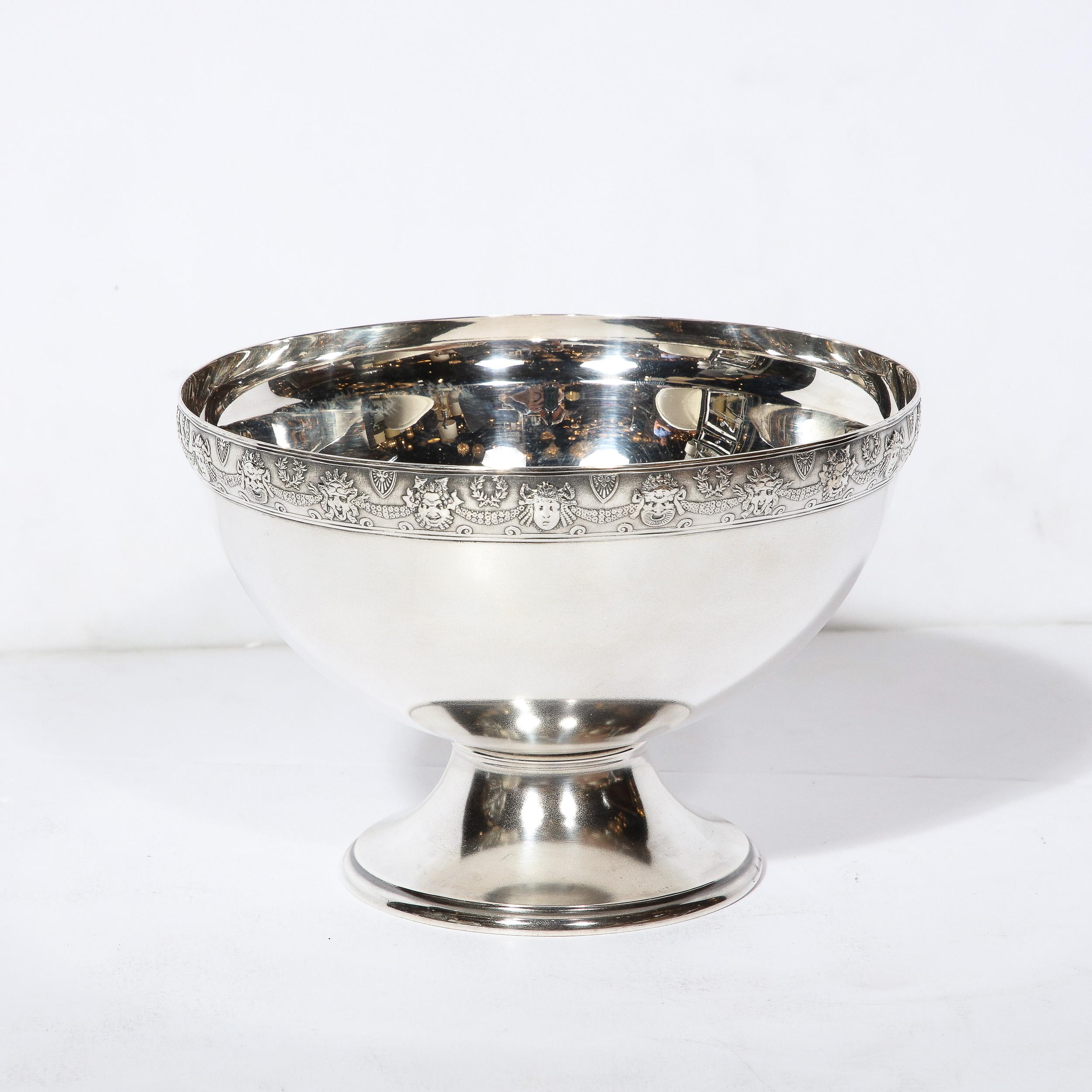 J.E. Caldwell Sterling Silver Art Deco Serving Bowl w/ Mythical Portrait Motif  In Excellent Condition For Sale In New York, NY