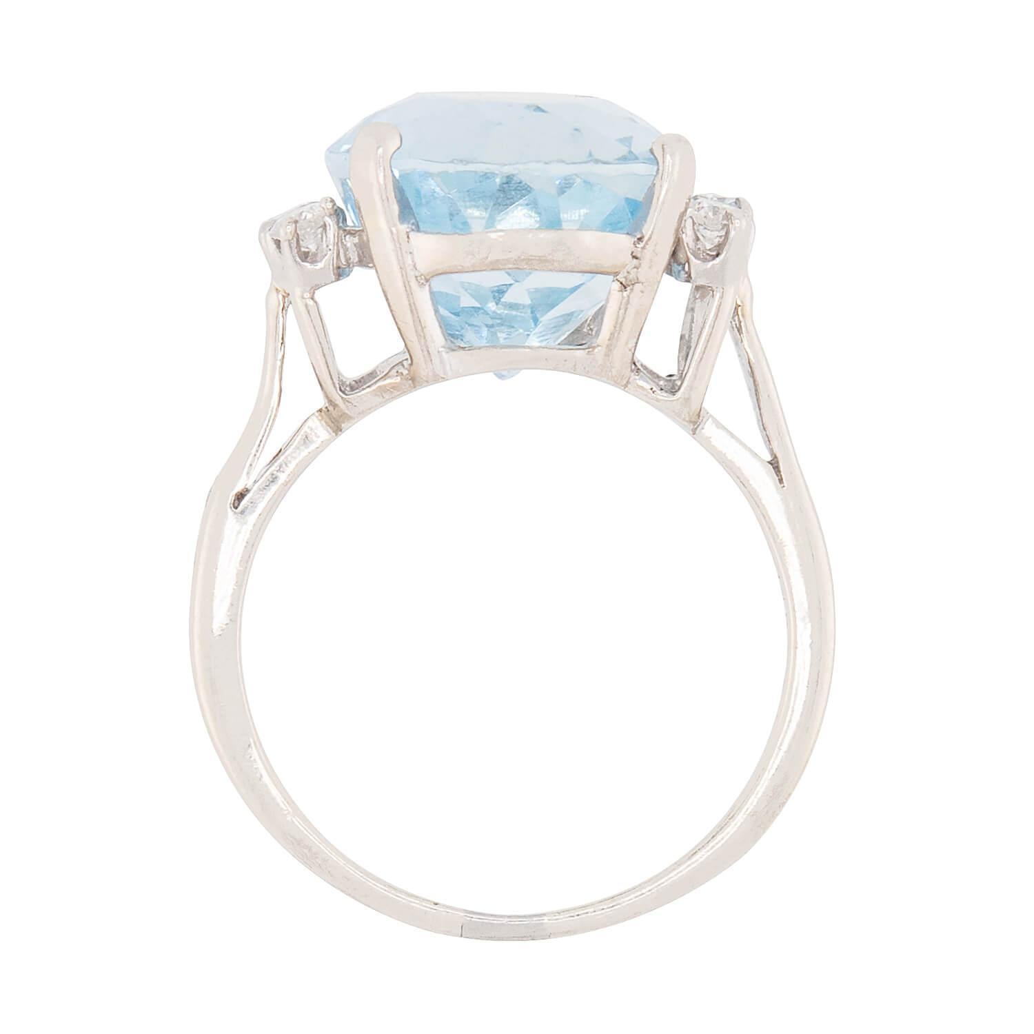 J.E. CALDWELL Anillo Vintage 14k Aqua y Diamante 10ct Corte brillante en venta