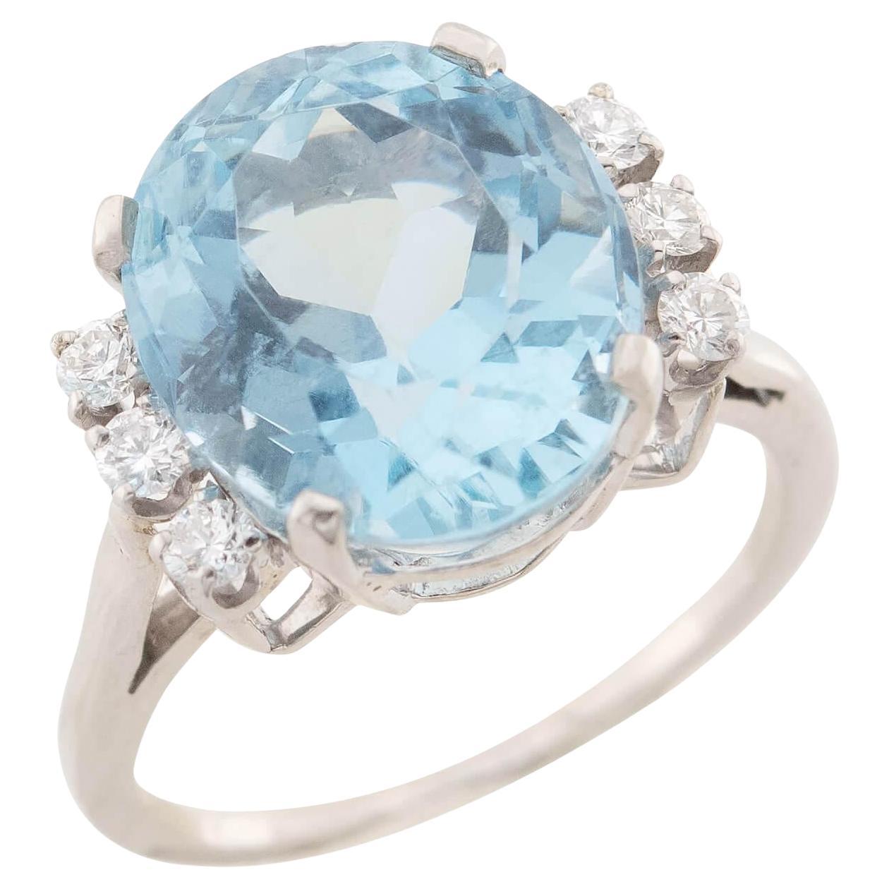 J.E. CALDWELL Anillo Vintage 14k Aqua y Diamante 10ct en venta