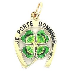 Antique Je Porte Bonheur Gold & Enamel Charm