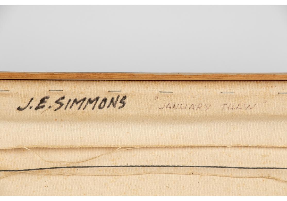 20ième siècle J.E. Simmons, huile sur toile contemporaine, Janvier Thaw en vente