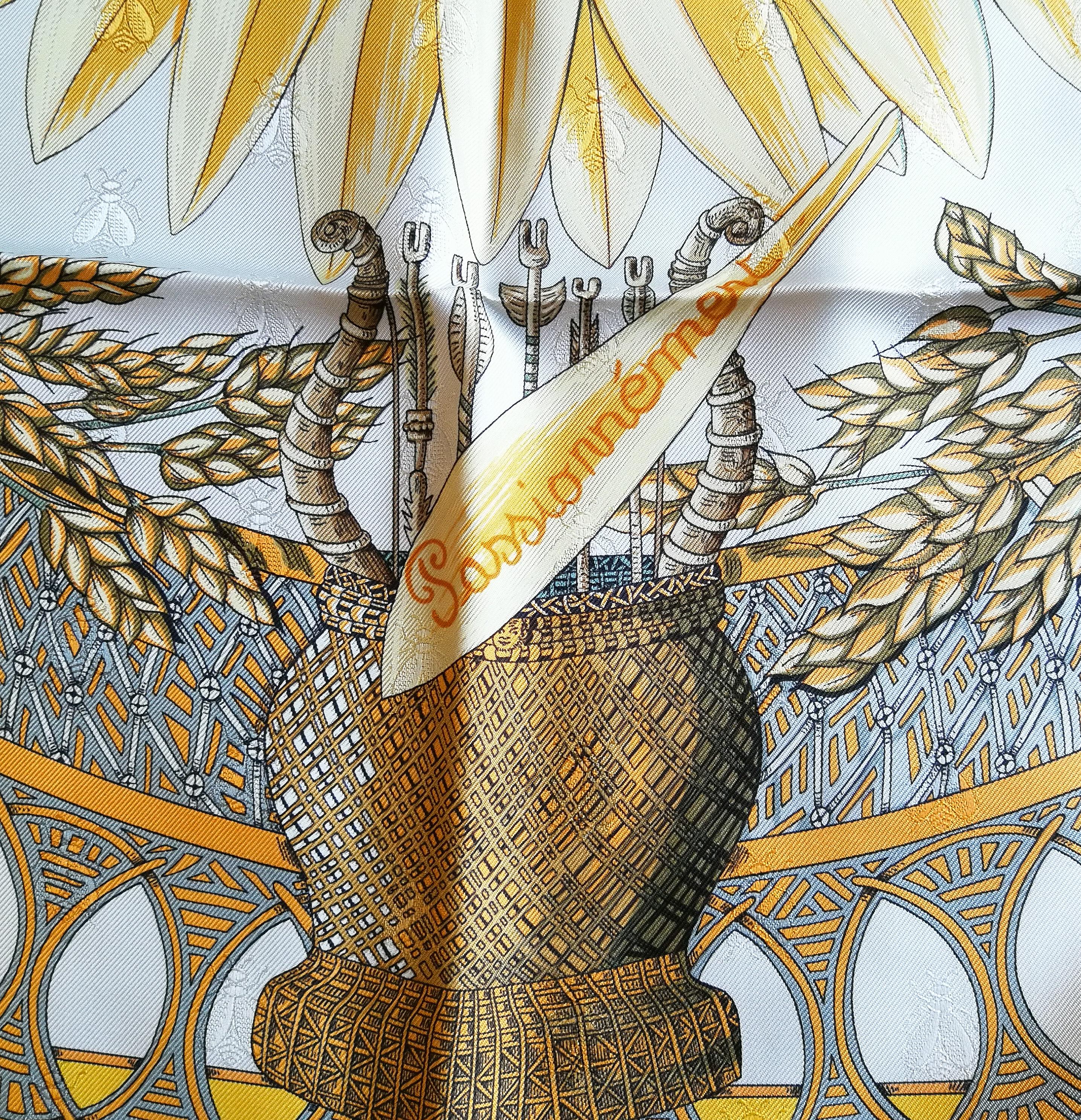 Women's 'Je T' Aime Un Peu....Beaucoup....Passionement' yellow silk scarf, Hermes, 1998