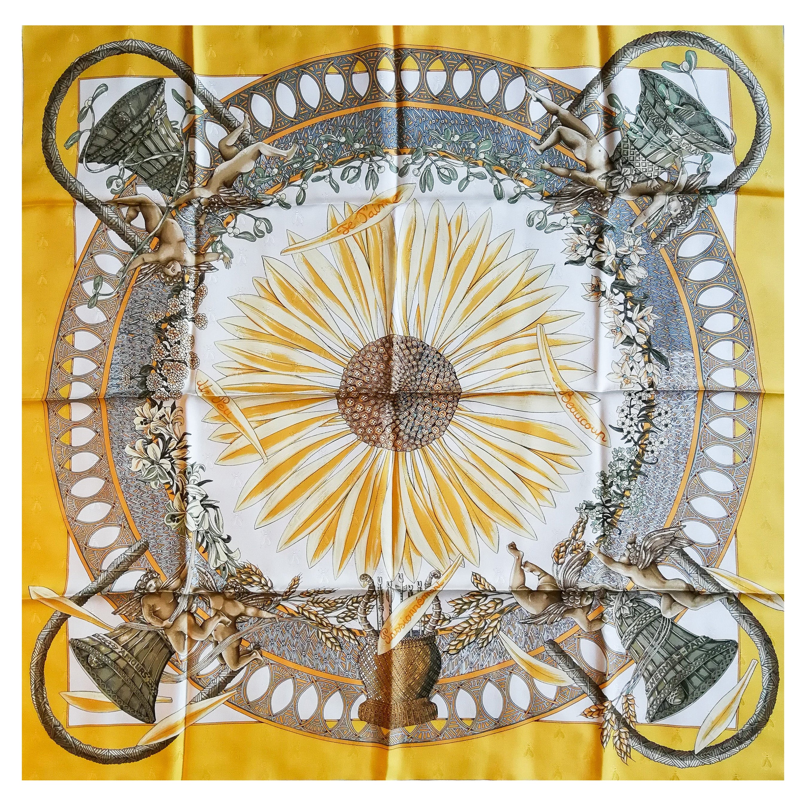 
Je T
 Aime Un Peu....Beaucoup....Passionement
 yellow silk scarf, Hermes, 1998