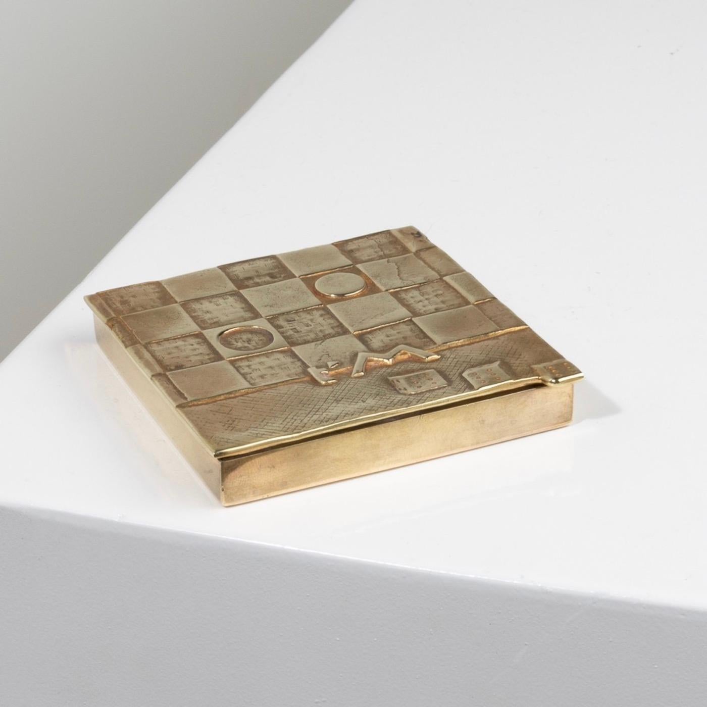 Mid-Century Modern Je t’aime Beaucoup by Line Vautrin, Gilt Bronze Compact