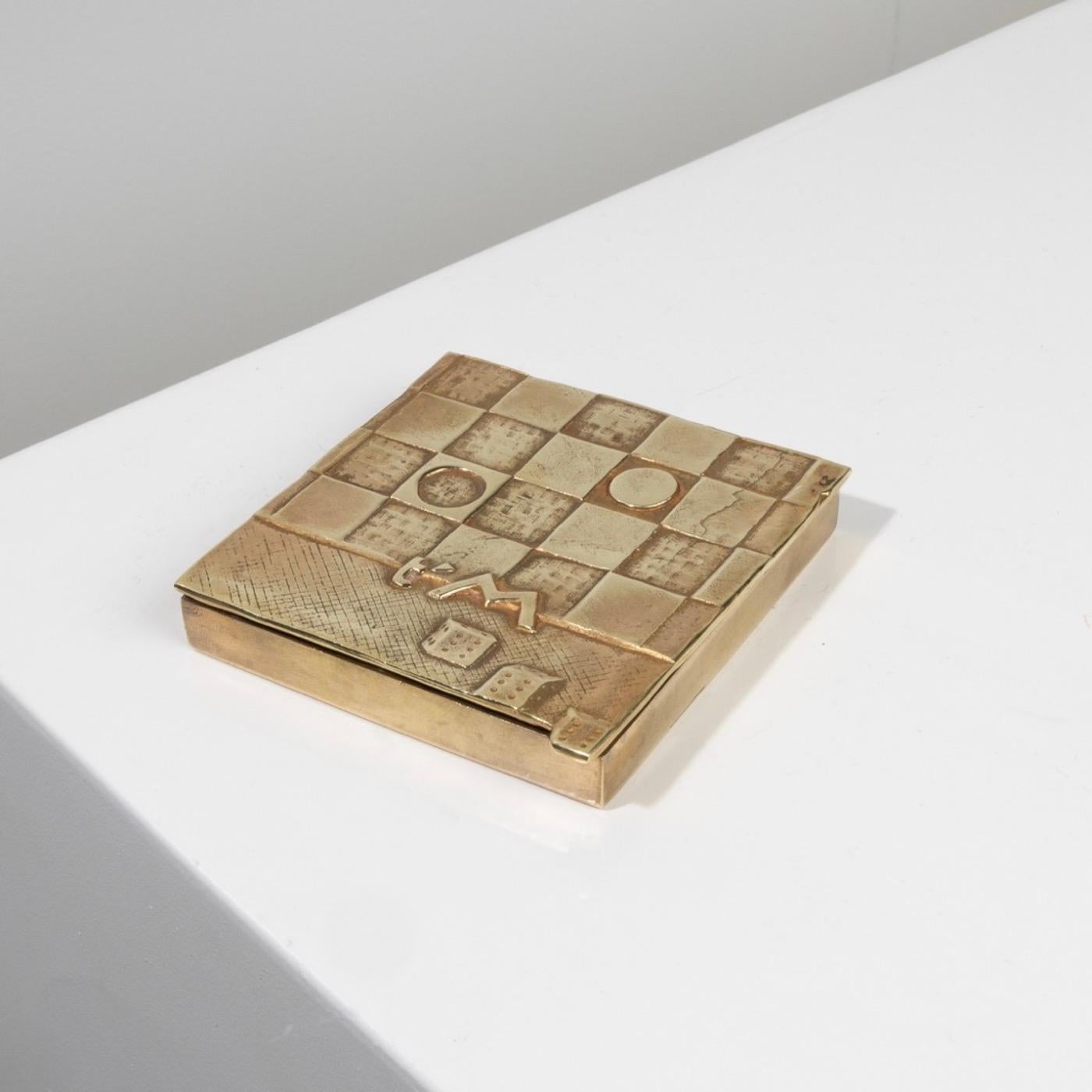 French Je t’aime Beaucoup by Line Vautrin, Gilt Bronze Compact