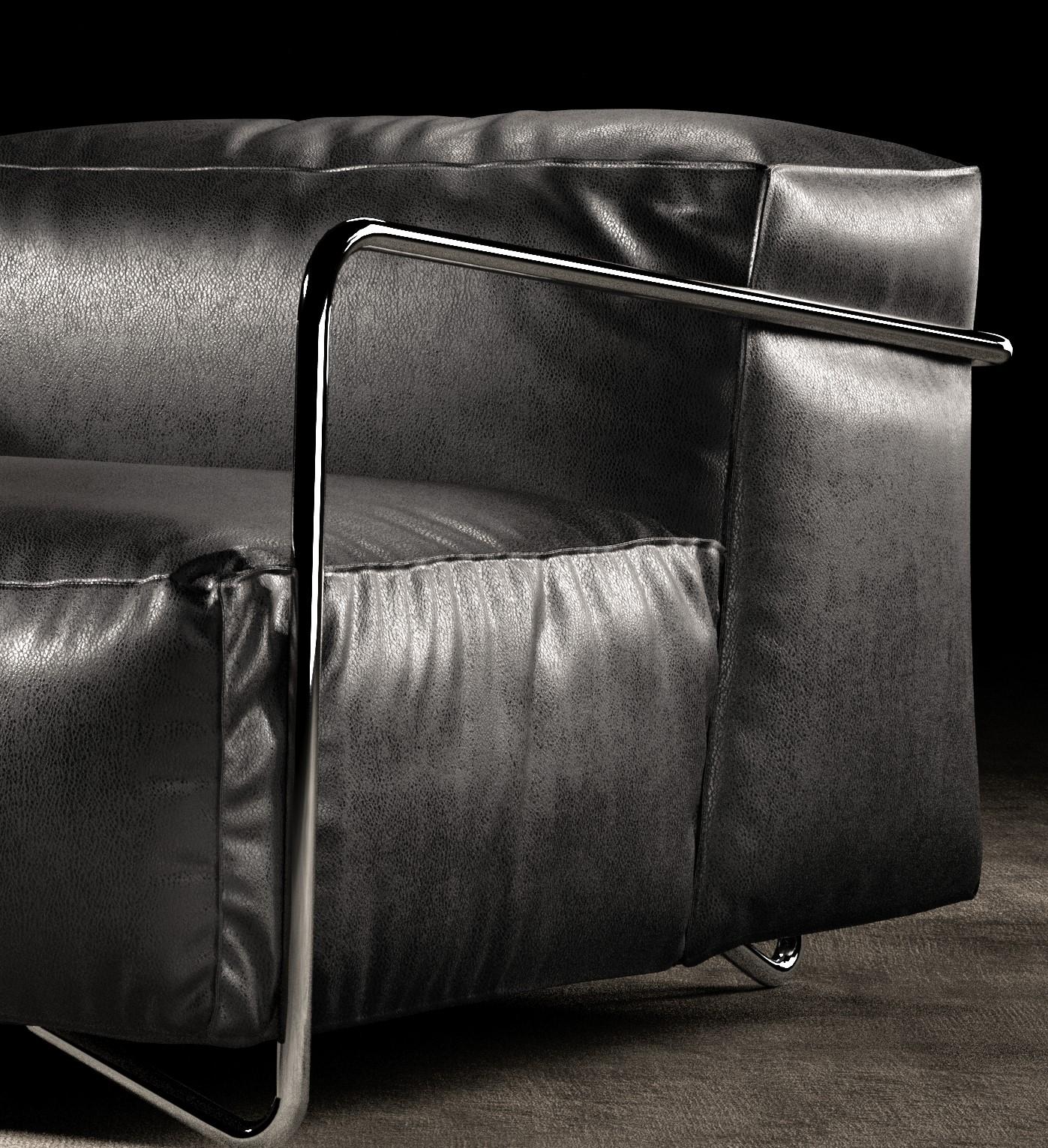Art Nouveau JE T'attends Armchair Black Leather
