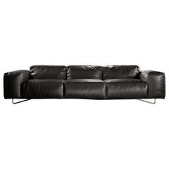 JE T'ATTENDS Sofa 3 Seater Black Leather