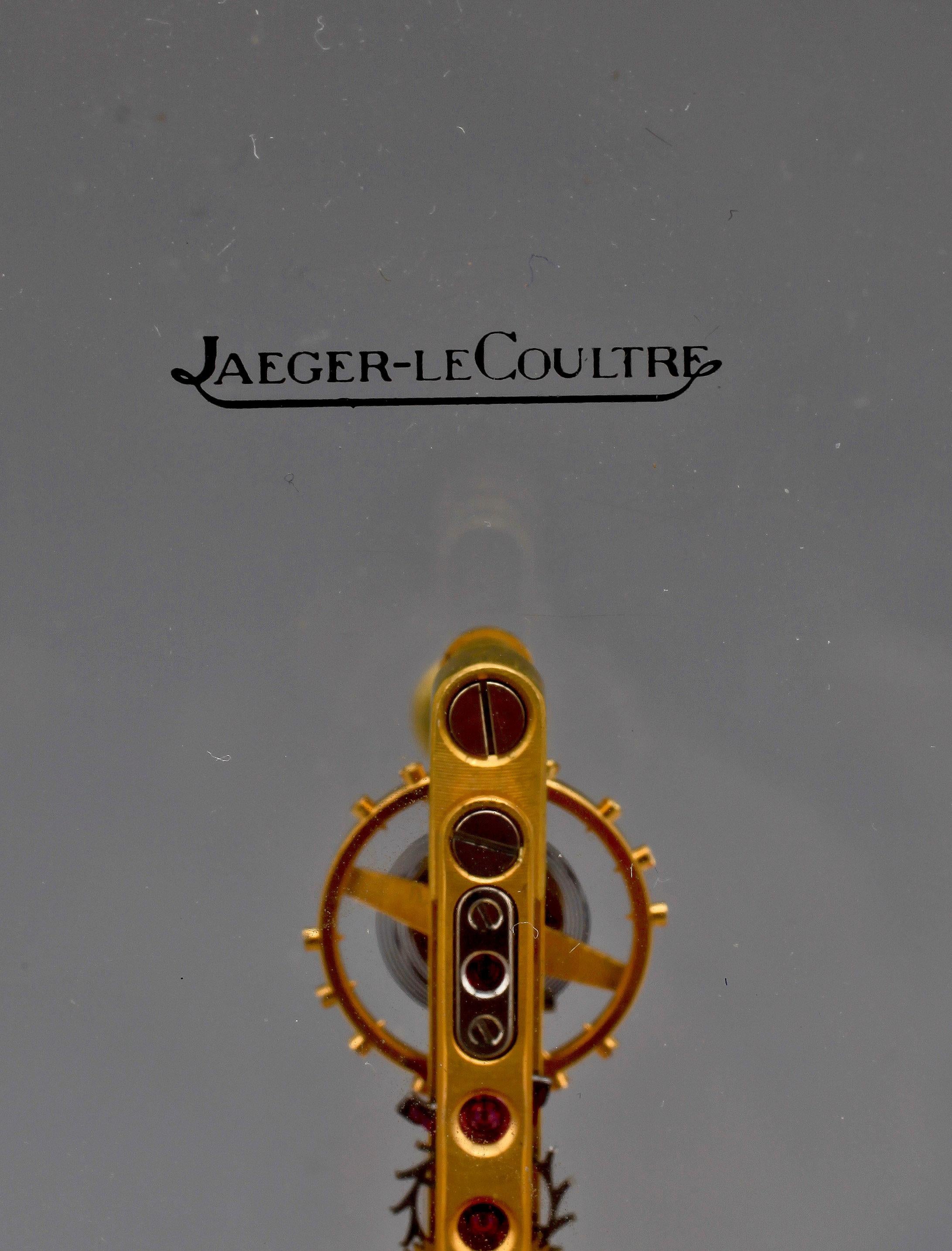 Horloge squelette rare en plexiglas et laiton de Jeager Lecoultre. Mouvement 8 jours. Marqué Bon état - En vente à Paris, FR