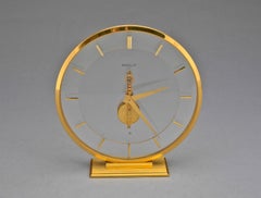 Vintage Jeager Lecoultre Rare Skeleton Clock Plexiglas and Brass. 8-Day Movement. Marked