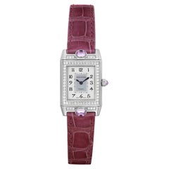 Used Jeager-LeCoultre Reverso 18k Gold Diamond Gem Stone Silver Dial Watch Q2623402