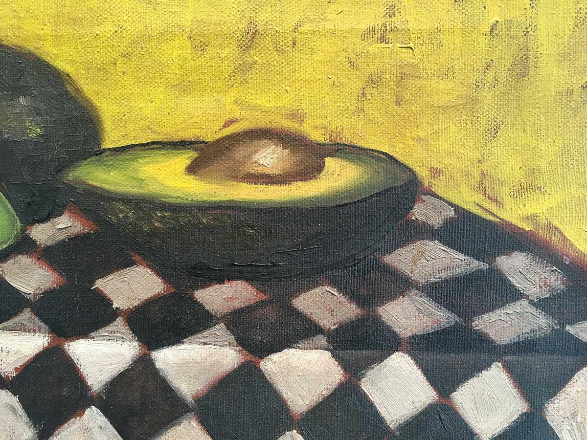 'Natura morta con avocado', Attribuito a Jean W., Pittura a olio su tela - Painting di Jean A. Wasson 