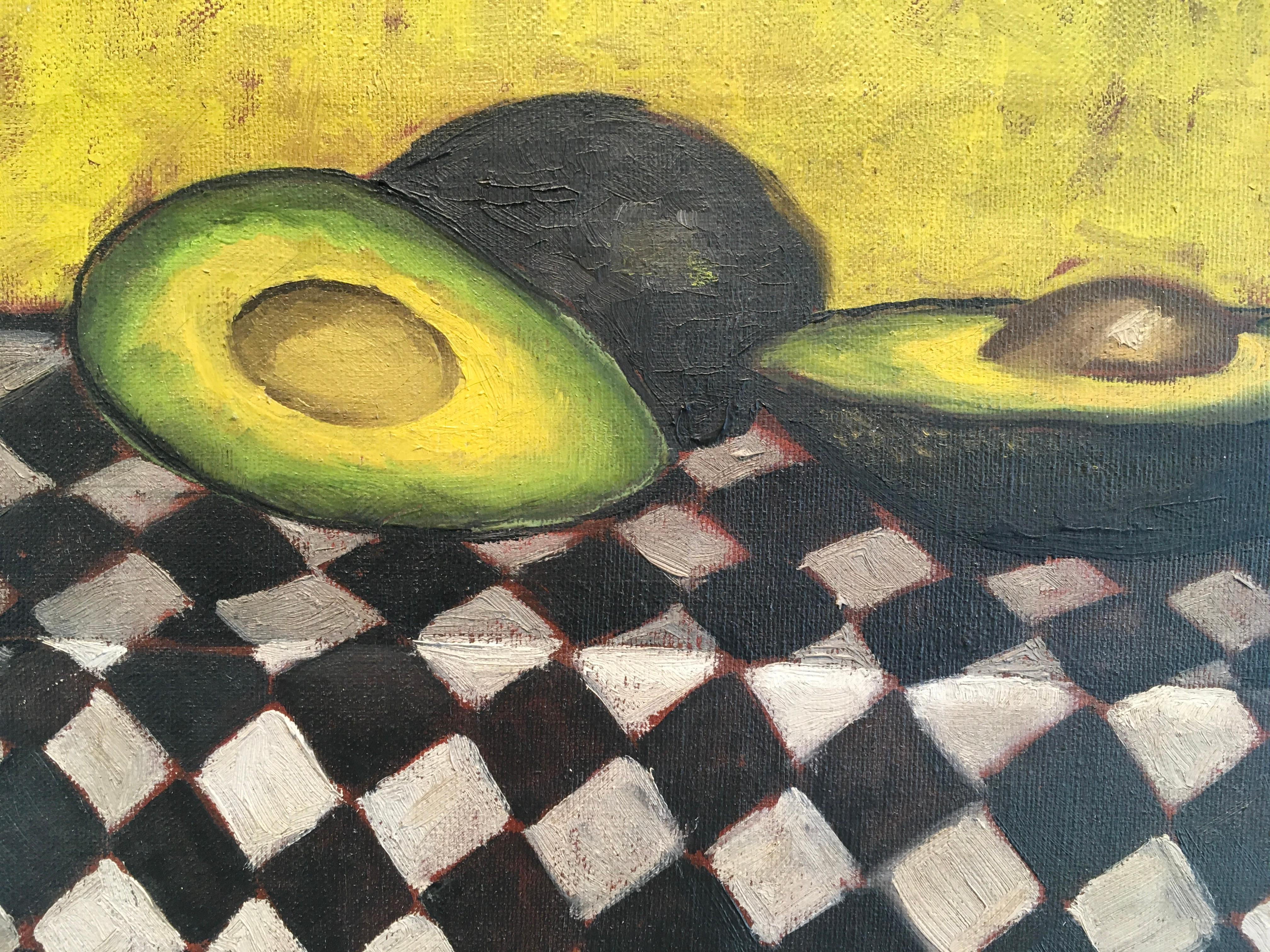 'Natura morta con avocado', Attribuito a Jean W., Pittura a olio su tela 2