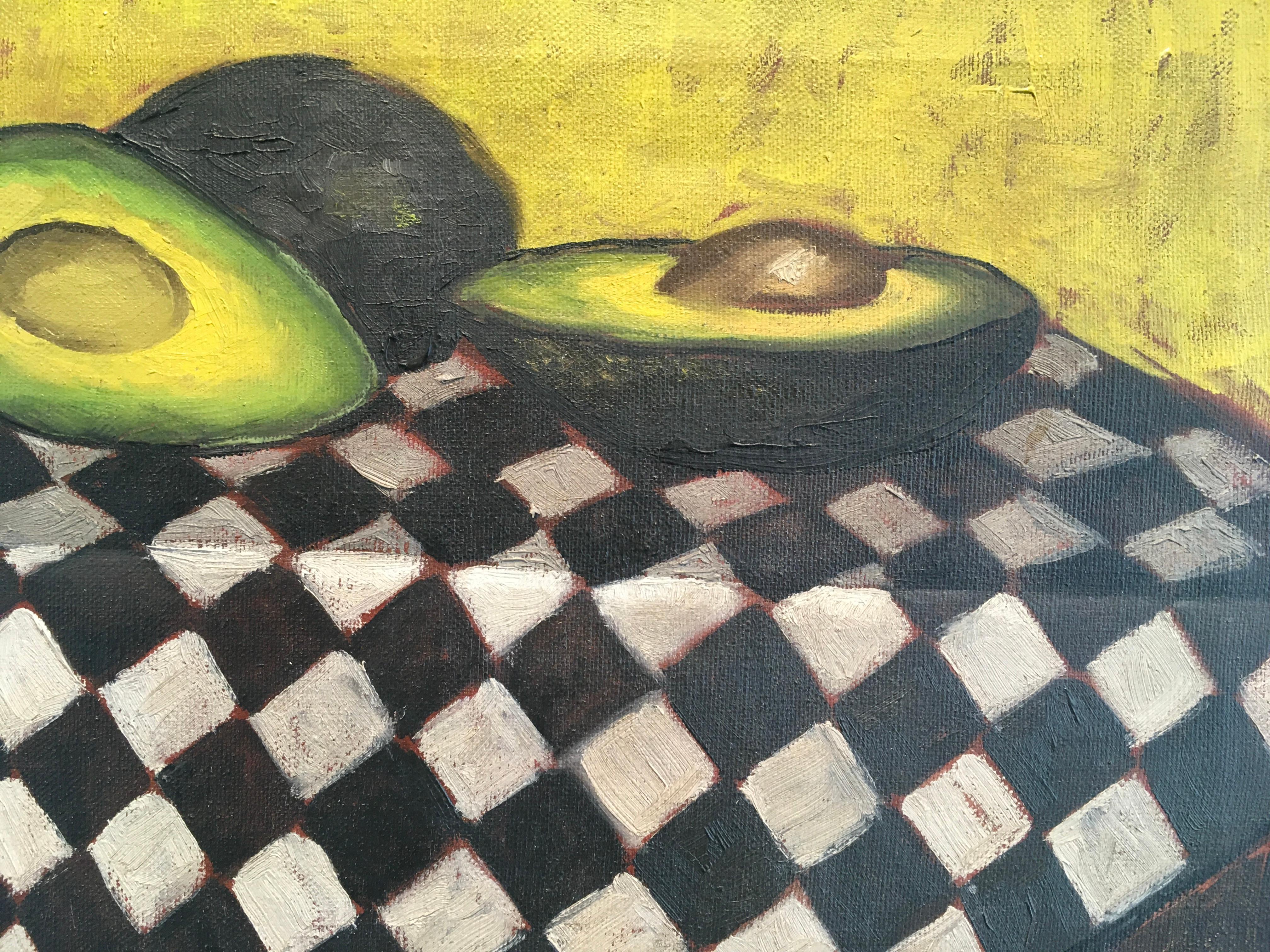 'Natura morta con avocado', Attribuito a Jean W., Pittura a olio su tela 4