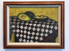 'Natura morta con avocado', Attribuito a Jean W., Pittura a olio su tela