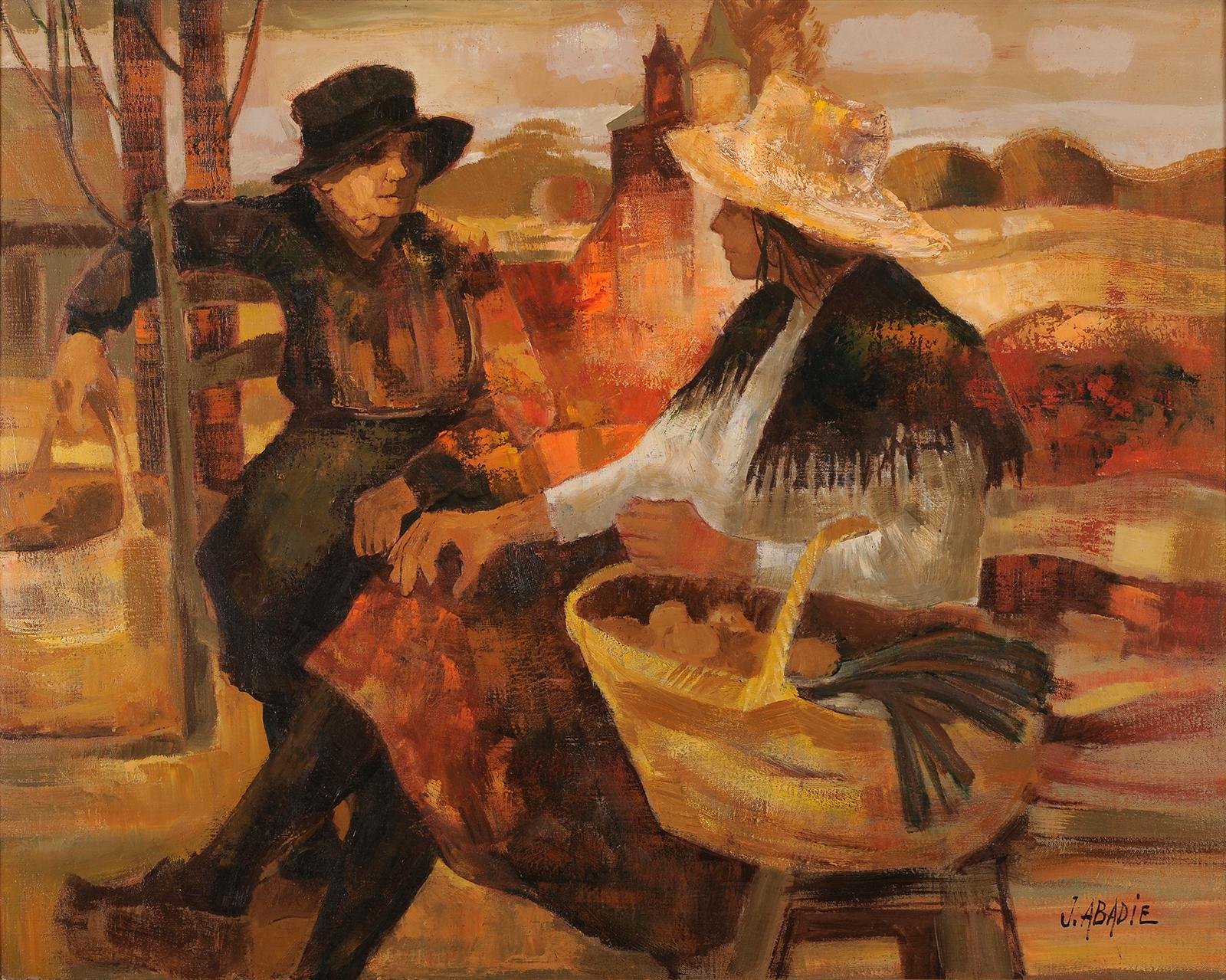 Mercado en Dordoña - Perigord - Painting de Jean Abadie