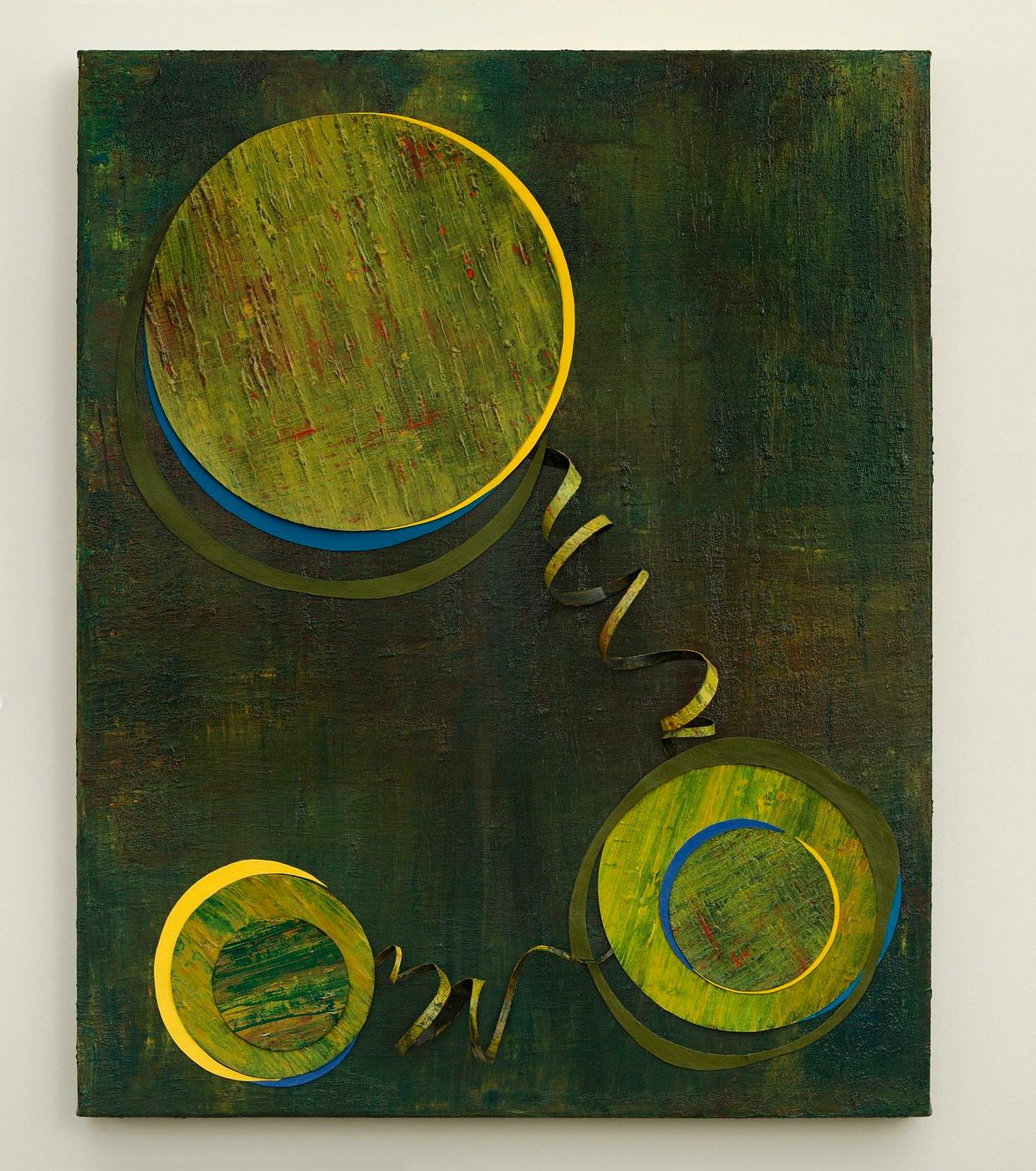 Abstract Painting Jean Adele Wolff - Mandala en Vert, peinture abstraite contemporaine colorée