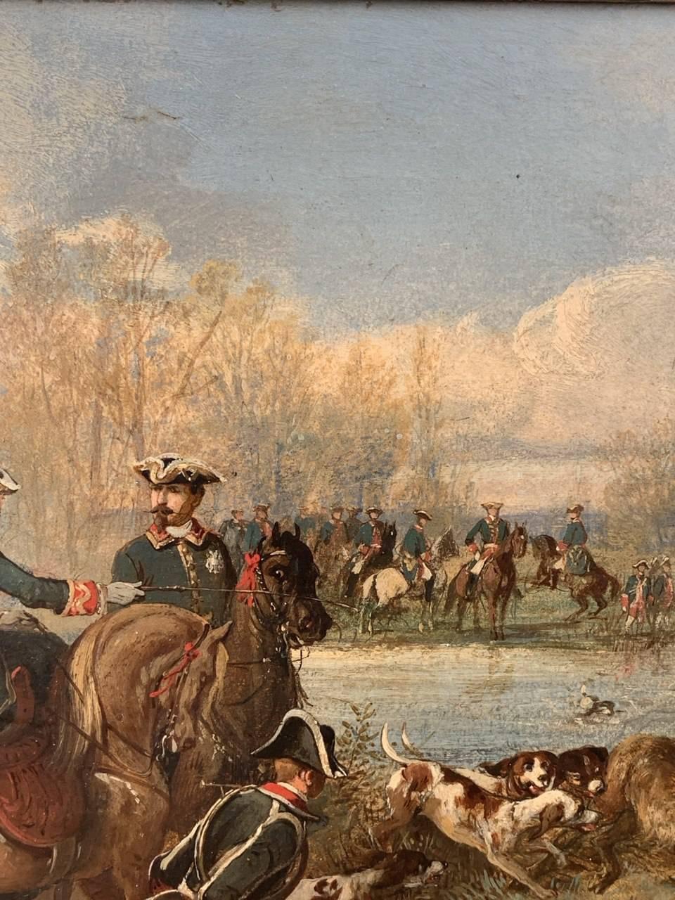 Jean Adolphe Boucé (französischer Maler) - Landschaftsmalerei des 19. Jahrhunderts - Jagd im Angebot 7