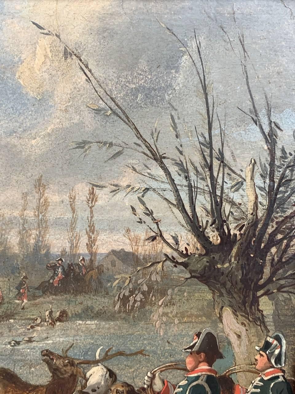 Jean Adolphe Boucé (französischer Maler) - Landschaftsmalerei des 19. Jahrhunderts - Jagd im Angebot 1