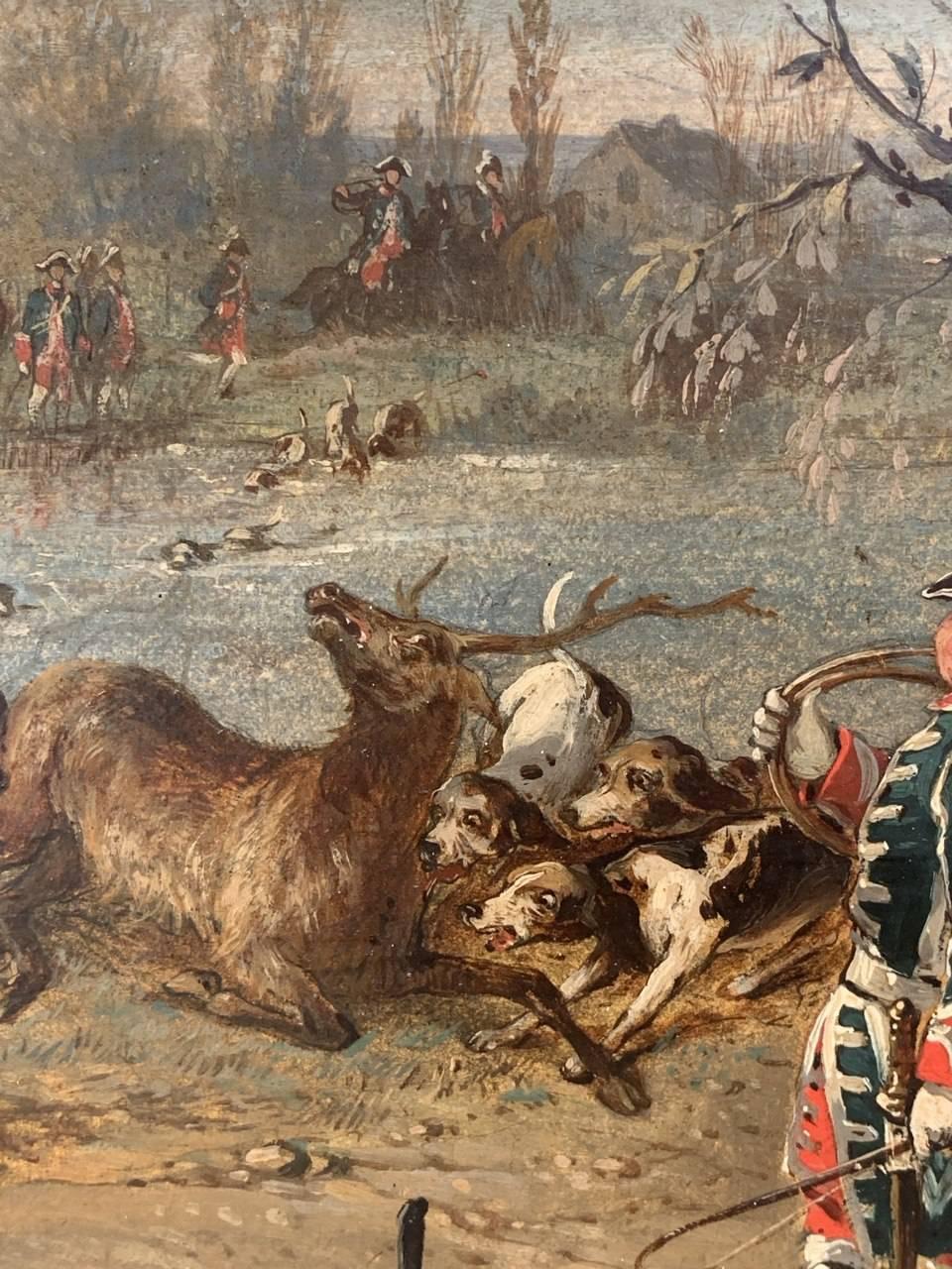 Jean Adolphe Boucé (französischer Maler) - Landschaftsmalerei des 19. Jahrhunderts - Jagd im Angebot 2