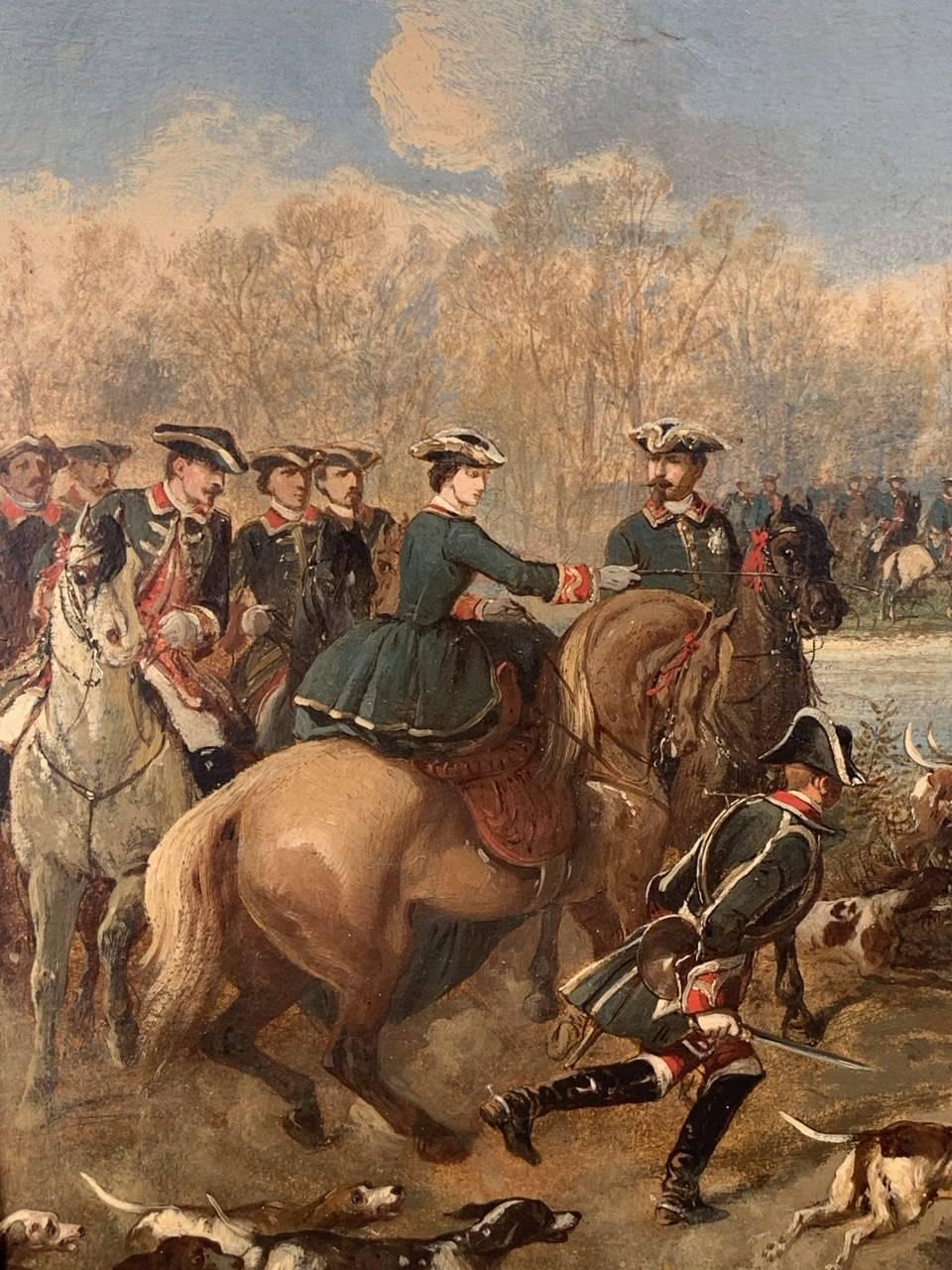 Jean Adolphe Boucé (französischer Maler) - Landschaftsmalerei des 19. Jahrhunderts - Jagd im Angebot 3