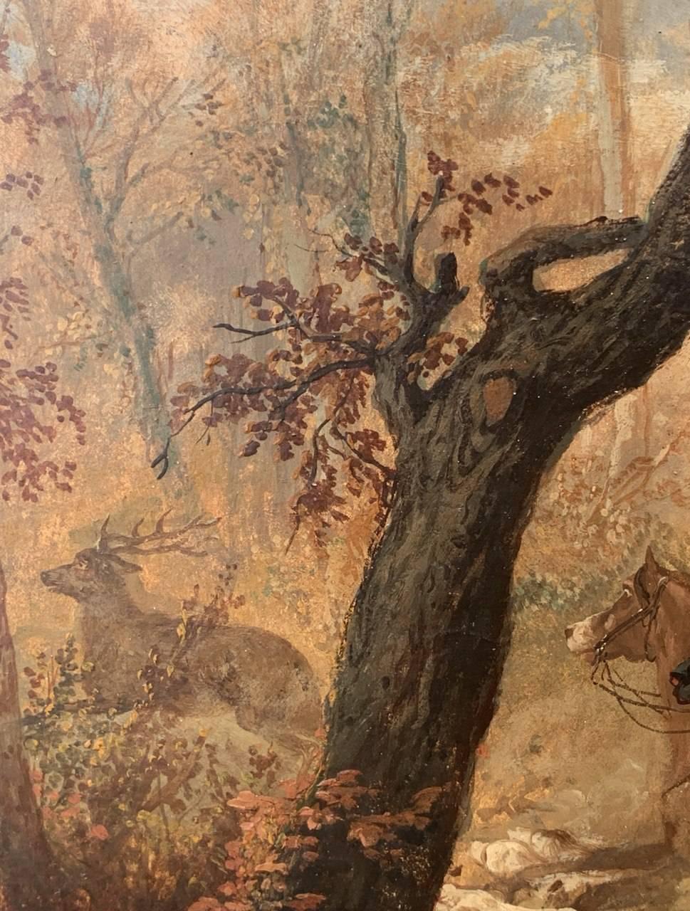 Jean Adolphe Boucé (peintre français) - peinture de paysage du 19e siècle - Chasse en vente 4