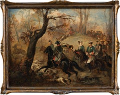 Jean Adolphe Boucé (French painter) - 19th century landscape painting - Hunt