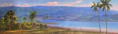 Serene Day By The River-12"x40" Acrylic Painting On Canvas By Jean Adrien Seide